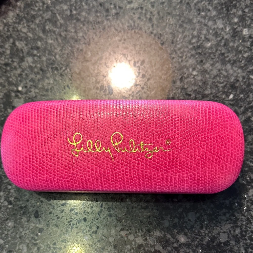Lilly Pulitzer Hot PINK Fuchsia Clamshell Eyeglass Case Hardcase Snake Reptile